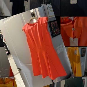 Bright orange 🍊 Ted Baker capped sleeve skater dress 👗 NWT size 8 (red 3)